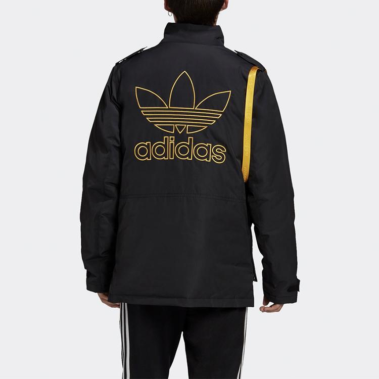 Adidas Originals Trefoil Utility Down Jacket With Windproof Stand Collar Men Outerwear Black GJ6738