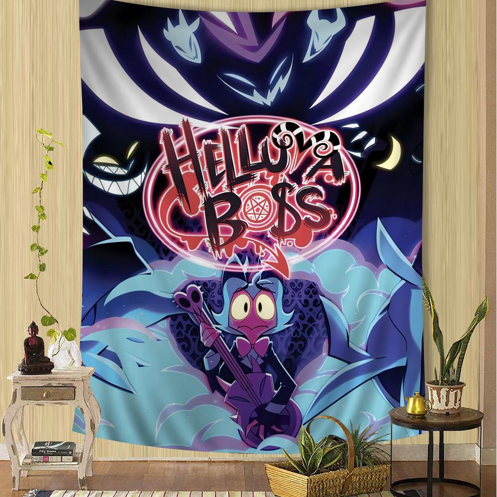 Helluva Boss Cartoon Tapestry Anime Tapestry Hanging Tarot Hippie Wall Rugs Dorm Wall Hanging Sheets