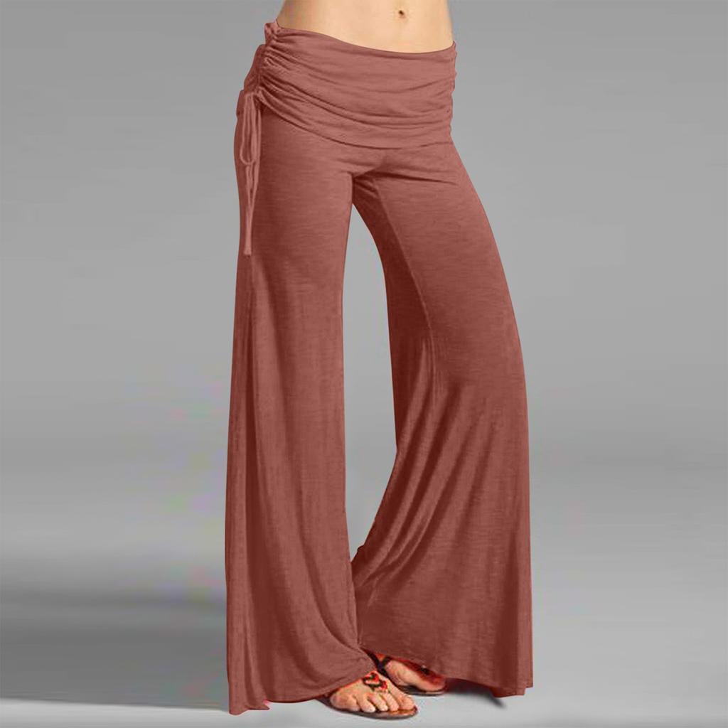 Women's High Waist Wide Leg Pants Casual Loose Fit Palazzo Lounge Yoga Pants with Drawstring