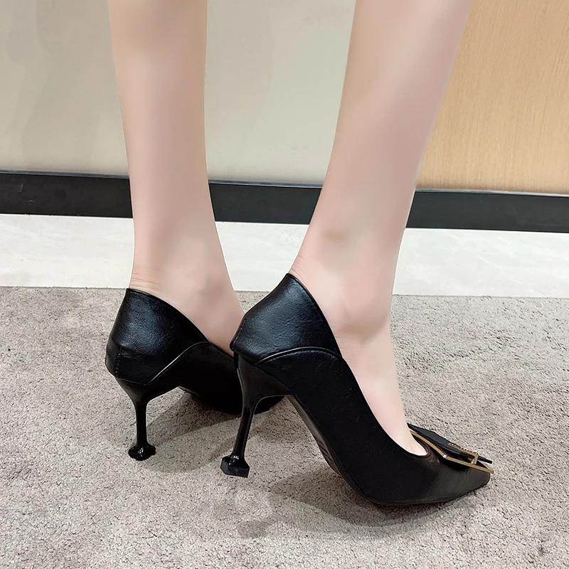 Women's Heels Women's Trend 2024 Stilettos Pointed Toe Elegant Dress Shoes Luxury Office Casual Pumps Black High Heels Shoes