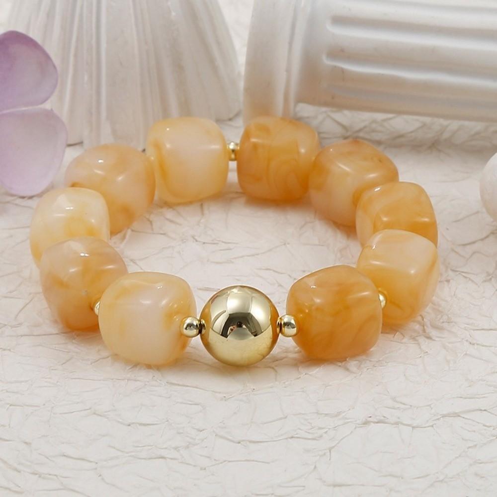 Acrylic Square Beads Bracelet Colorful Stack Hand Chain Elastic Geometric Bracelet Party Jewelry