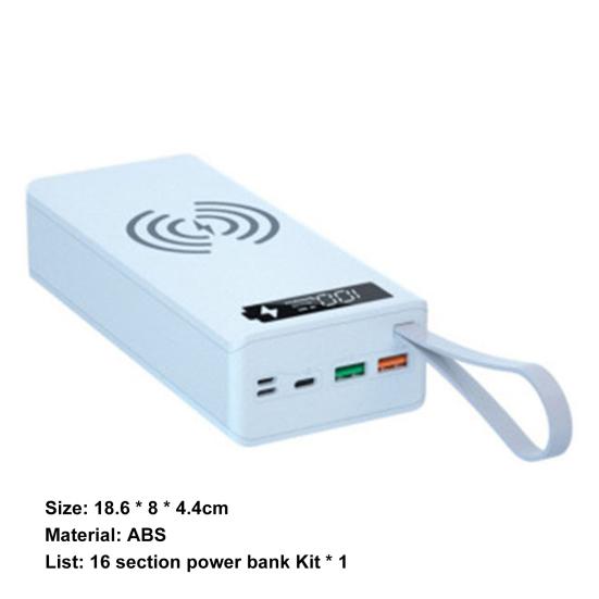 C16-PD-QI Battery Storage Box Welding Free Quick Charge Removable 16 x 18650 Battery Holder Box for Office