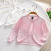 Children's Wear Girls' Knitted Cardigan Coat Fine Wool Round Neck Thin Children's Sweater