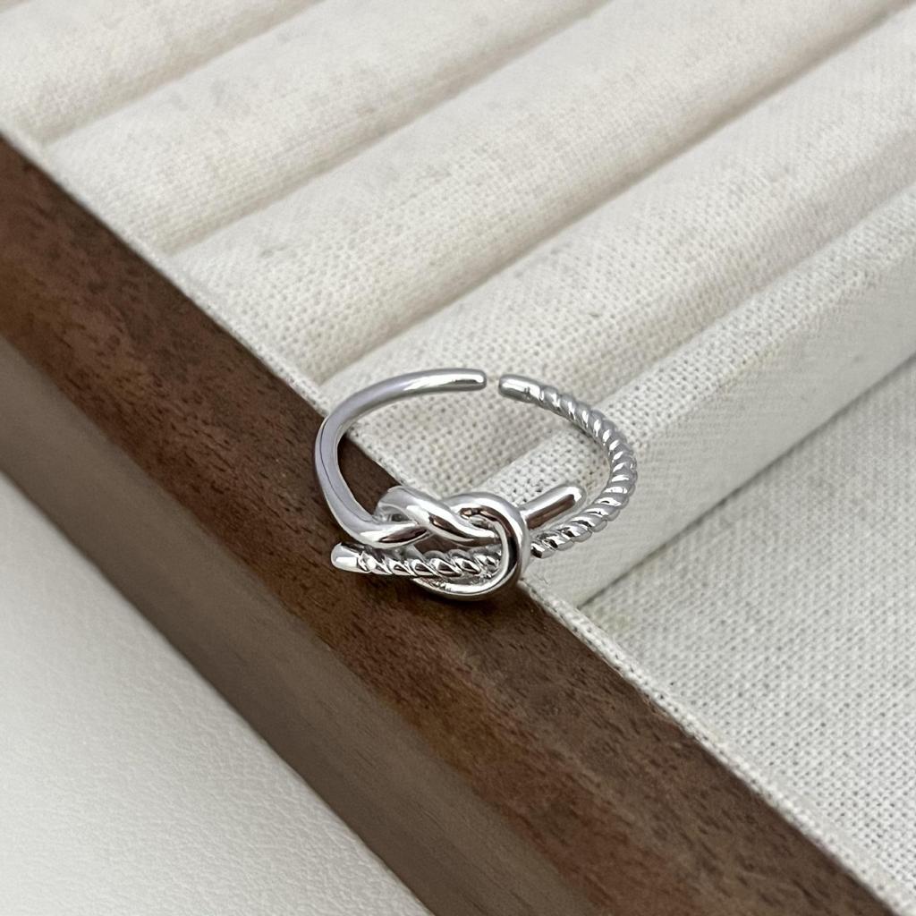3D Wave Heart Knot Open Ring - Adjustable Size, Simple Cool Style Jewelry