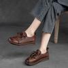 Spring and Autumn Women Flats Shoes Round Toe Lace-up Casual Small Leather Loafers Comfortable Shoes