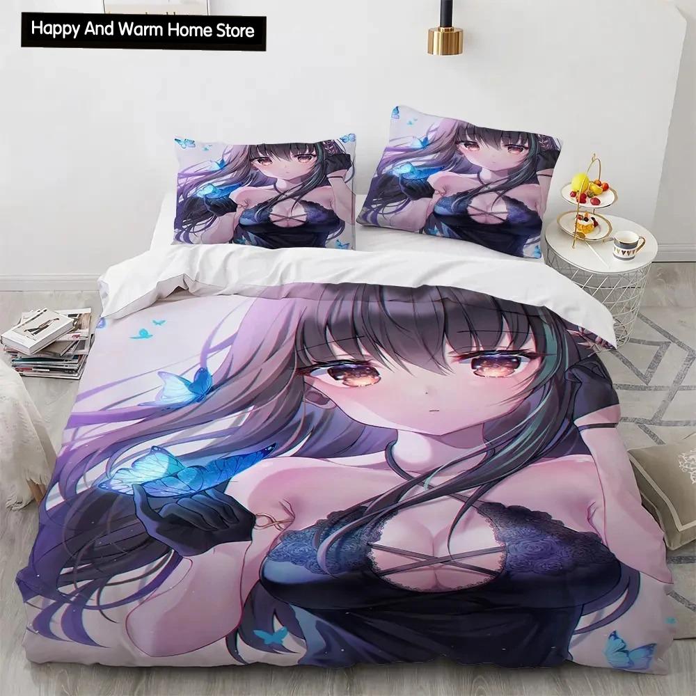 Комплект постельного белья Kawaii Anime sexy Girl, пододеяльник, одеяло, комплект постельного белья, наволочка, размер King Queen Twin для мальчиков и девочек для взрослых