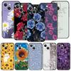 Цветок 12 Роскошный чехол для телефона для iPhone 13 15 14 12 Mini 11 Pro MAX XR X SE XS 7 8 Plus Силиконовый Черный Защитный чехол