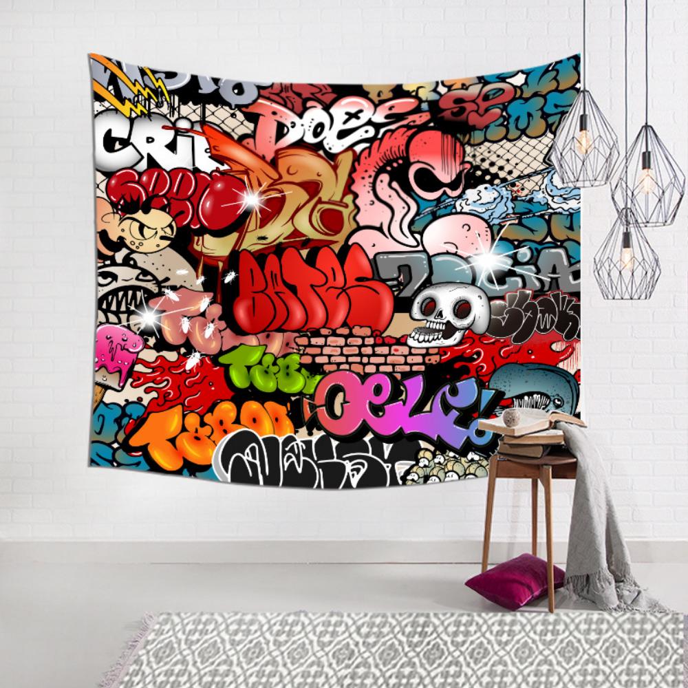 American Style Graffiti Cartoon Tapestry Car Road Tavern Wall Decoration Background Cloth Ins Wind Hanging Cloth