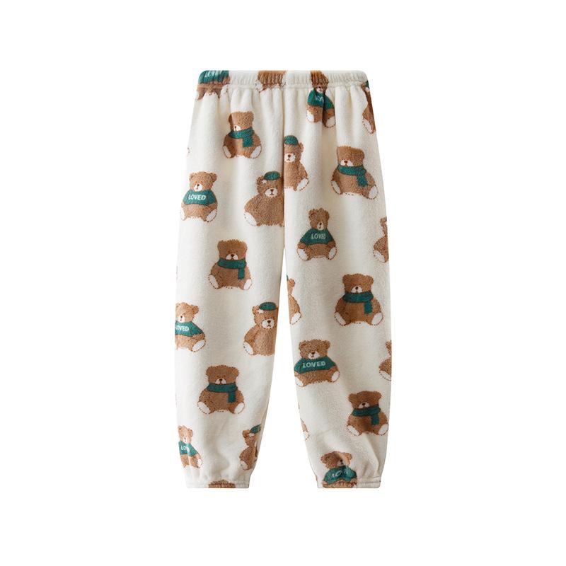 Children's Thickened Flannel Sleep & Lounge Pants - Double-Sided Fleece, Cuffed, Warm Winter Wear