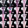 Men Pink Ties Fashion Classic Striped Paisley Floral Necktie Handky Cufflinks Set Formal Wedding
