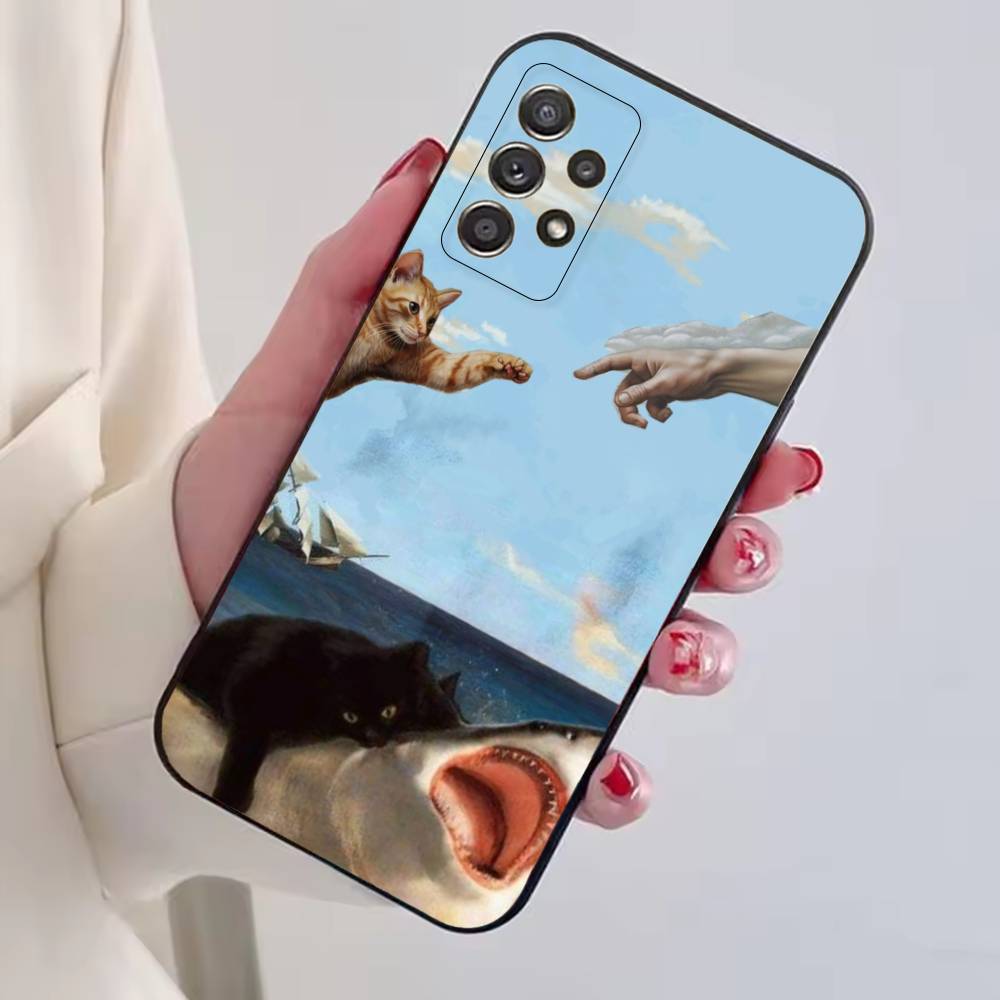 Милые мемы про домашних кошек Чехол для телефона Для Samsung S25,S24,S21,S22,S23,S30,Ultra,S20,Plus,Fe,Lite,Note,10,Черный чехол