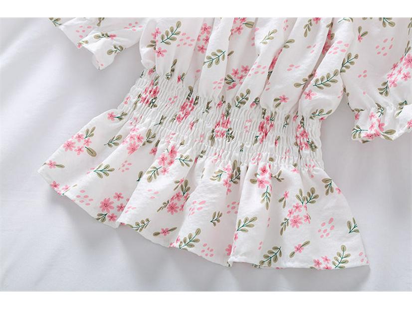 Женская рубашка с цветочным принтом и рюшами - Новый летний стиль Douyin, Приталенная, Милая и Модная