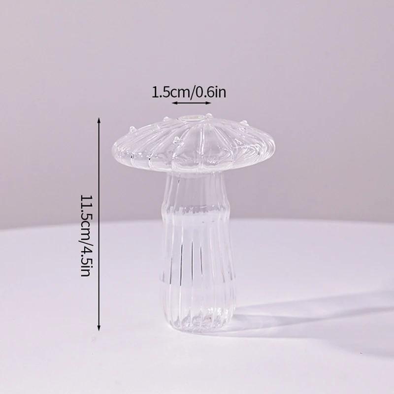 Mushroom Glass Vase Transparent Flower Bottle Small Vase Hydroponic Flower Pot Aromatherapy Bottle Office Desktop Ornament