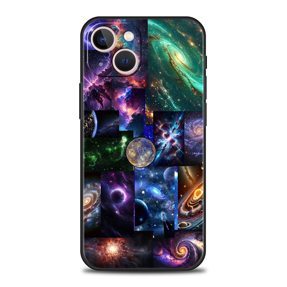 Чехол для телефона Cover для iPhone 17 16 15 14 13 12 Pro Max 11 Pro Max 17 AIR Plus Ударопрочный Мягкий ТПУ Корпус Вселенная Звездное Небо Луна