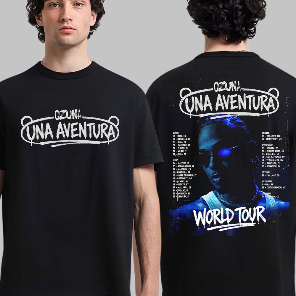 Singer Ozuna Una Aventura World Tour 2026 Tshirt Unisex And Unisex Cotton Y2k Clothing Fashion Oneck Short Sleeved Tee Streetwear