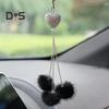 Подвесной кулон в форме сердца, аксессуары для зеркала заднего вида автомобиля со шнурком, легко подвешиваемые сверкающие подвесные подвески