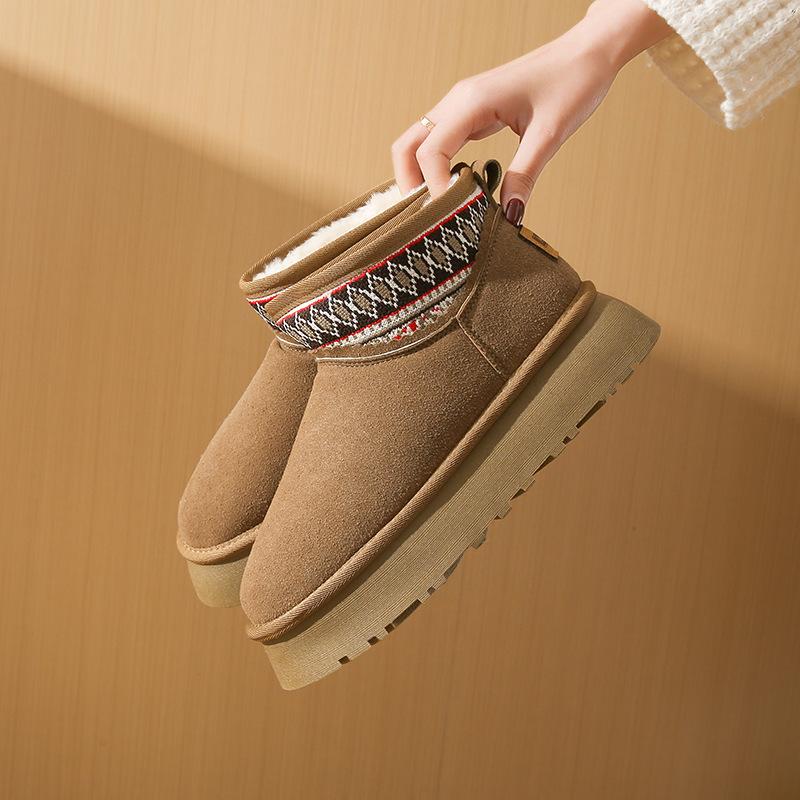 Женские зимние пушистые ботинки для снега, нескользящая толстая платформа, подкладка из искусственного меха, ботильоны, обувь для женщин, удобные теплые короткие ботинки из искусственной замши для ходьбы