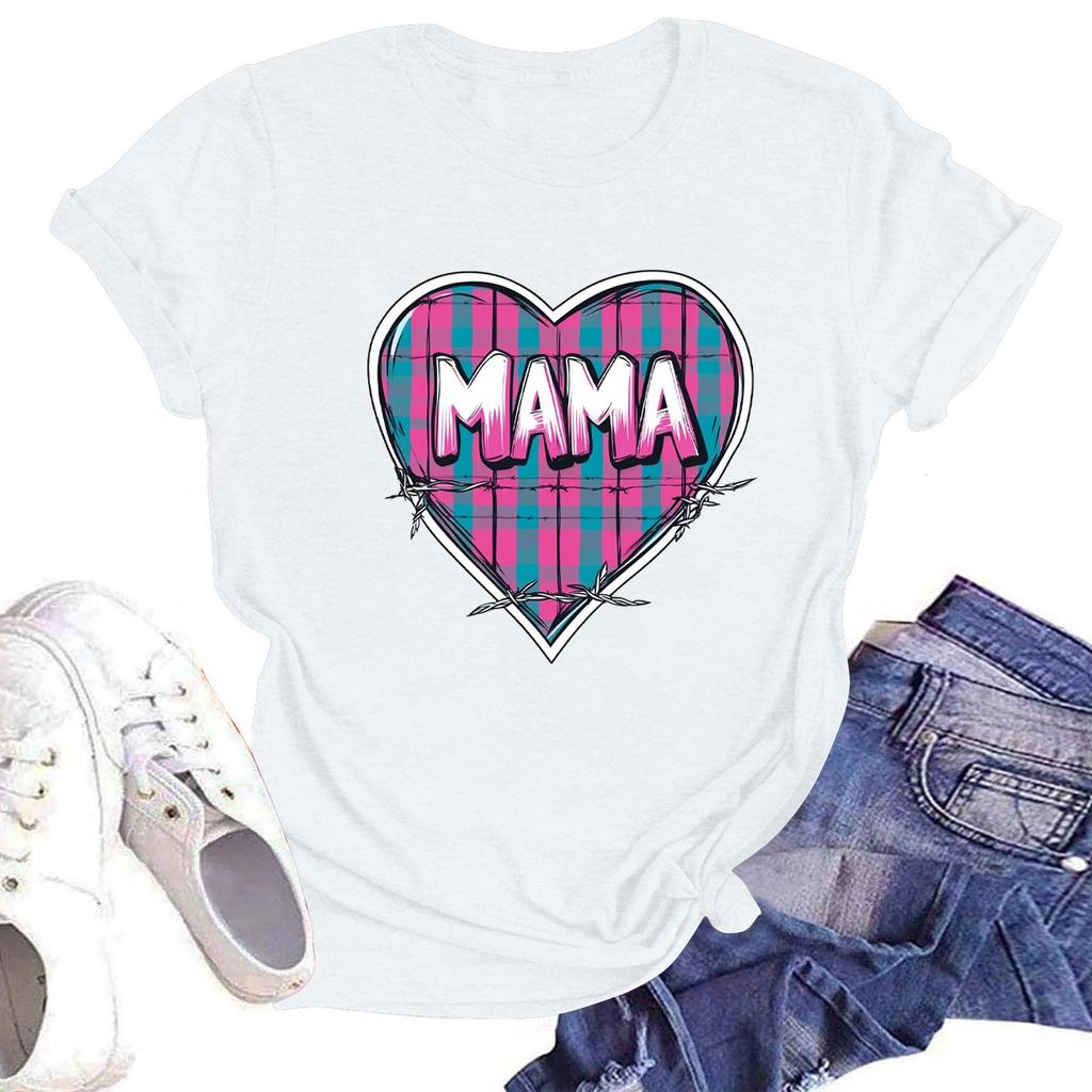 Женская повседневная футболка с круглым вырезом и короткими рукавами с принтом