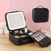 New Smart LED Lights Makeup Bag With Large Mirror Waterproof PU Leather Travel Cosmetic Case For Women