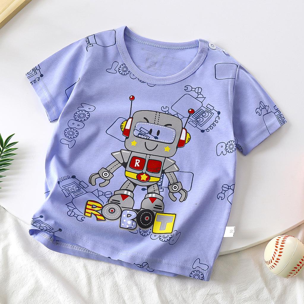 Children's Short Sleeve Pure Cotton Summer New Boy's T-shirt Baby Cartoon Girl Short Sleeve Korean Version of Top for Children
