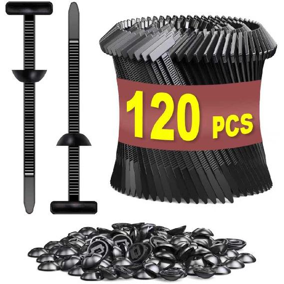 120 PCS Cable Tie Buckle for Car, Nylon Universal Zip Ties, New T Nylon Automotive Cable Clips for Car Fender, Engine Cover, Mudguard Fastener,