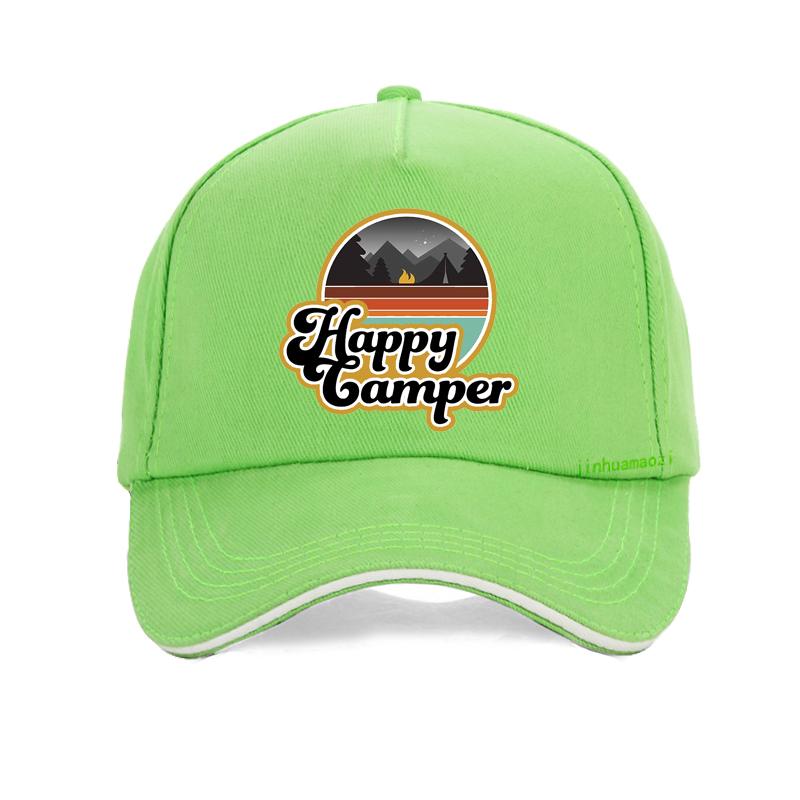 Happy Camper baseball cap Summer outdoor Camp Camping Unisex Unisex caps Green Hiking Outdoor Sport Trucker hat