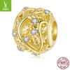 S925 Sterling Silver Plated 14K Gold Leaf Beaded Accessories Romantic Autumn Leaf Inlaid Zircon Beads Loose Beads