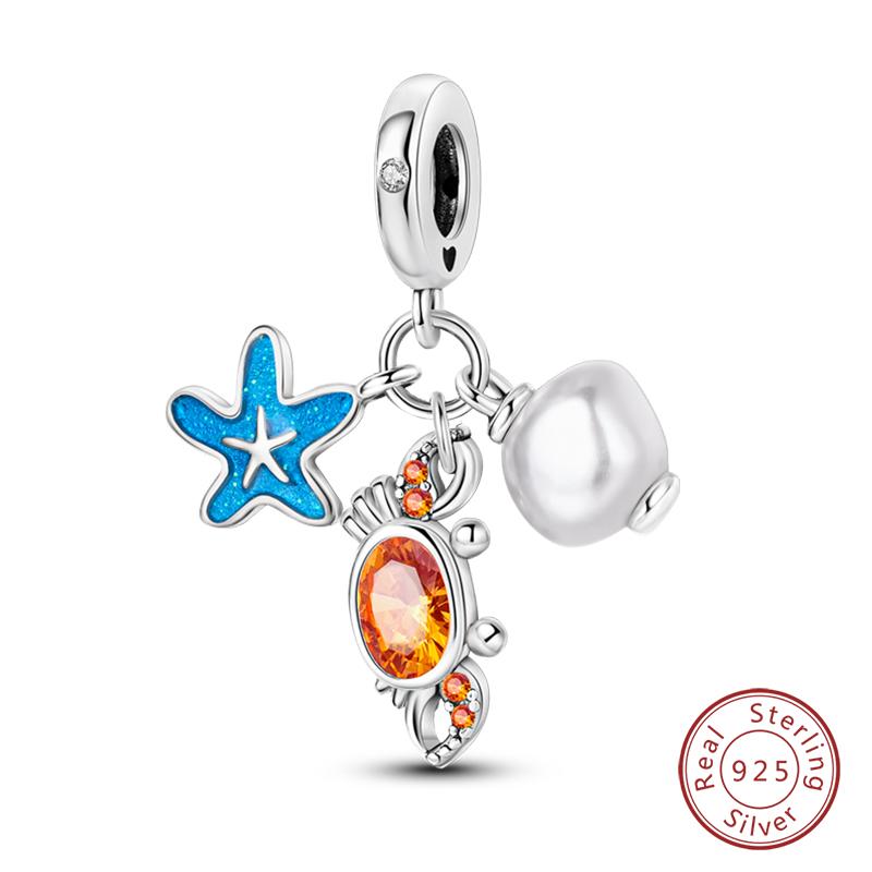 100% Медь Бабочка Фея Мечта Океан Ракушка Жемчужина Русалка Морская Черепаха Подсолнух Шармы Бусины Подходят для Браслетов Qikaola