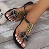 Модная женская обувь 2024 года, горячая распродажа, женские сандалии с ремешком на щиколотке, летние сандалии с бантом и пайетками, разноцветные повседневные пляжные сандалии на плоской подошве для отдыха на открытом воздухе