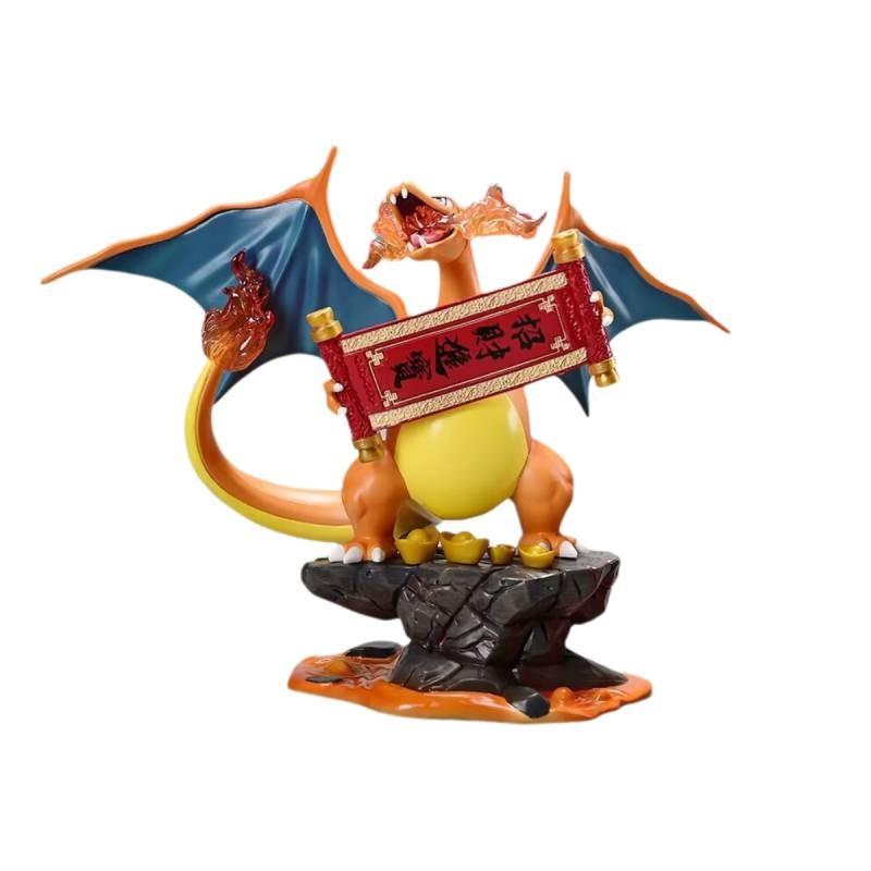 Premium 23cm Charizard Pvc Figure Unique Golden Color Design Eye-catching Home Decor