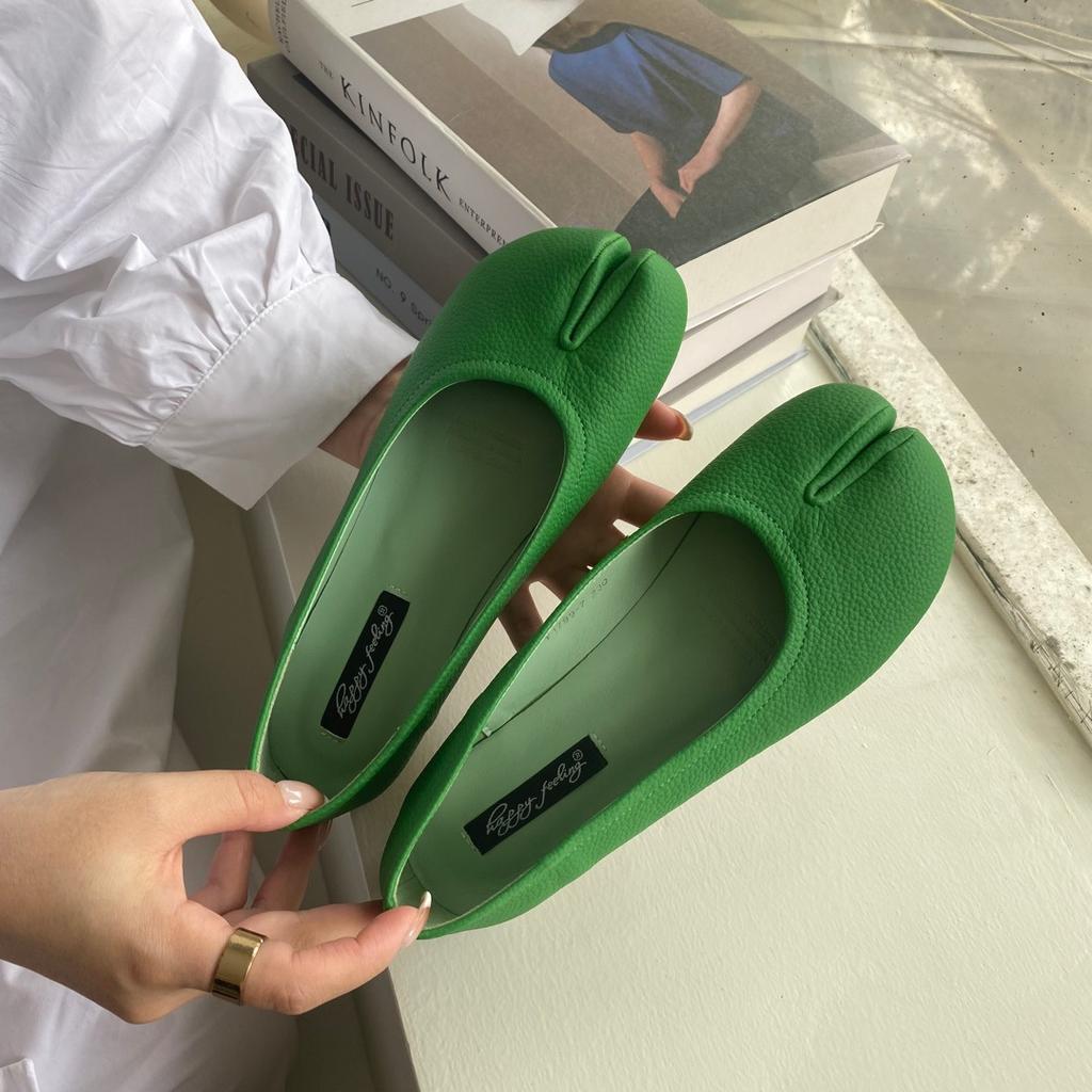 Flat-Bottomed Bean Pig'S Foot Single Shoes For Women In 2026, Horseshoe Split-Toe Thumb Pig'S Foot Boat Shoes, Ladle Shoes