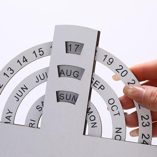 Вращающийся деревянный вечный настольный календарь с прочным основанием, дата, неделя, месяц, домашний офис, спальня, настольный календарь, украшение