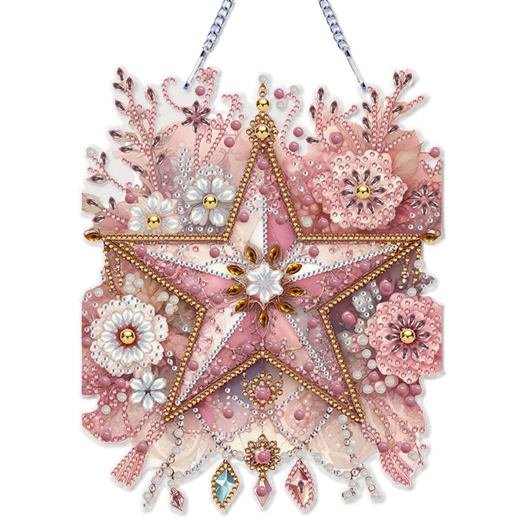 Flower 2D/Flat DIY Diamond Painting Set Rhinestone Diamond Art Window Pendants Diamond Art Pendant Wall Decor for Home & Windows