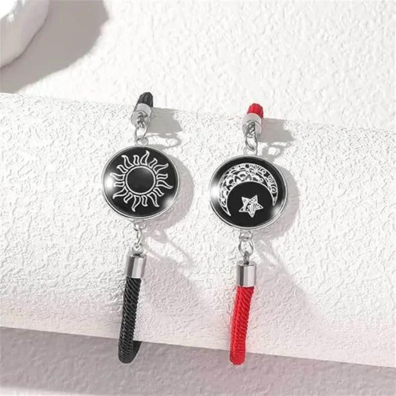 2Pcs/Set Valentine Day Bracelet Sun Moon Couple Braslet Unfading Adjustable Good Luck Red Thread Braclet for Lovers Joias 2025