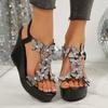 Fashion Plus Size 2025 Summer Women's Modern Sandals Crystal Butterfly Platform Wedges Elastic Band Sandals Fashion Dress Party Shoes
