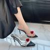 Design Sense Transparent Sandals Women's Summer New Pointy Flower Sequin Party Shoes Stiletto High Heels