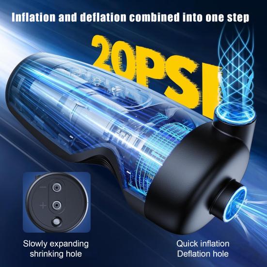 Электрический воздушный насос со светодиодной подсветкой 20PSI Портативный 3000 мАч USB Перезаряжаемый Надувные изделия Плавательный круг Пляжный матрас Надувная кровать Мини-насос