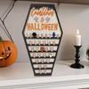 Halloween Countdown Calendar Wooden Coffins Shape Countdown Plaque Ornaments with Pumpkins Ghosts Bats Haunted House Party Decoration