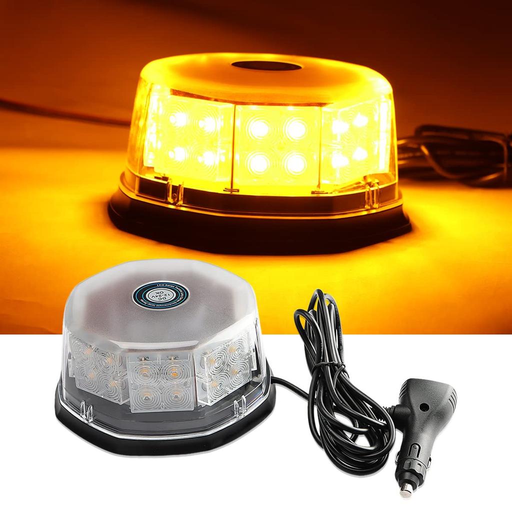 Rotating Light Lamp Yellow Light Flash Beacon 12V24V 32 LED Warning Light 40w Emergency Lamp Waterproof Warning Light Emergency Light Signal Light