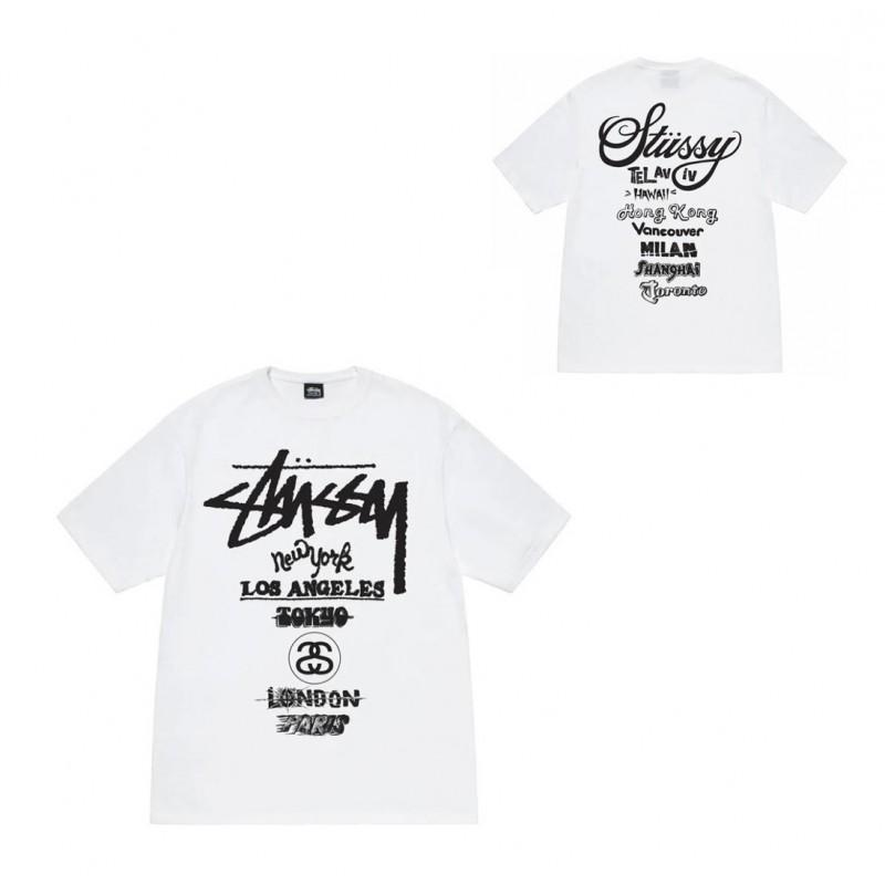 Mens Short Sleeve T-Shirt Loose Fit Round Neck Letter Print Casual Street Style Couples Top