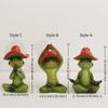 Handmade Yoga Frog Figurine Cartoon Mushroom Frog Statue Aesthetic Meditation Statue  Garden Decor