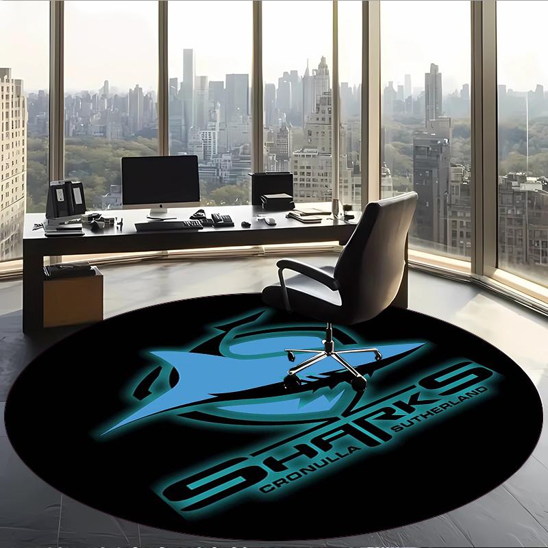 Cronulla-Sutherland Sharks (5) Round Office Rug Decorative Floor Rug for Office Bedroom Living Room and Home Space