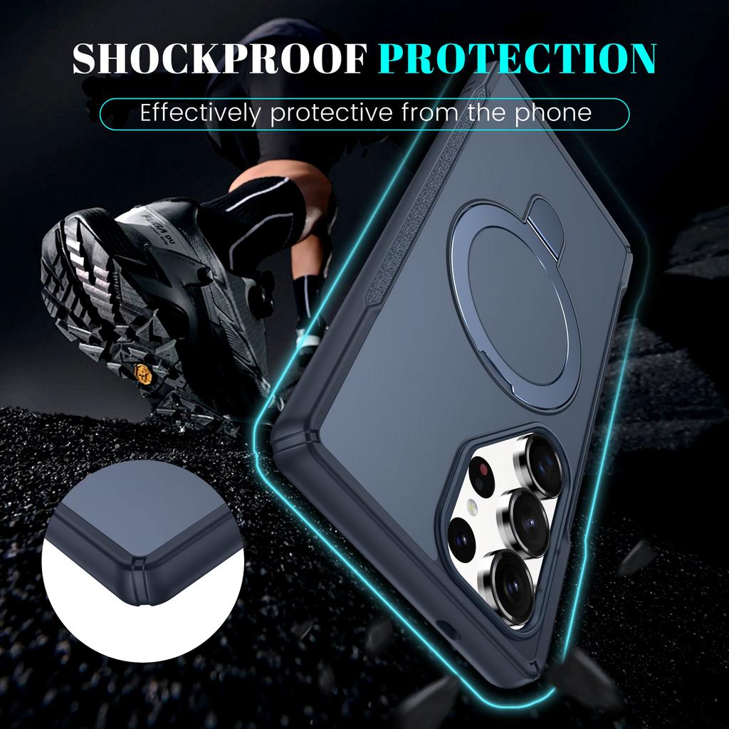 For Samsung Galaxy S25 Ultra Case with Magnetic Kickstand TPU+PC Anti Drop Phone Cover