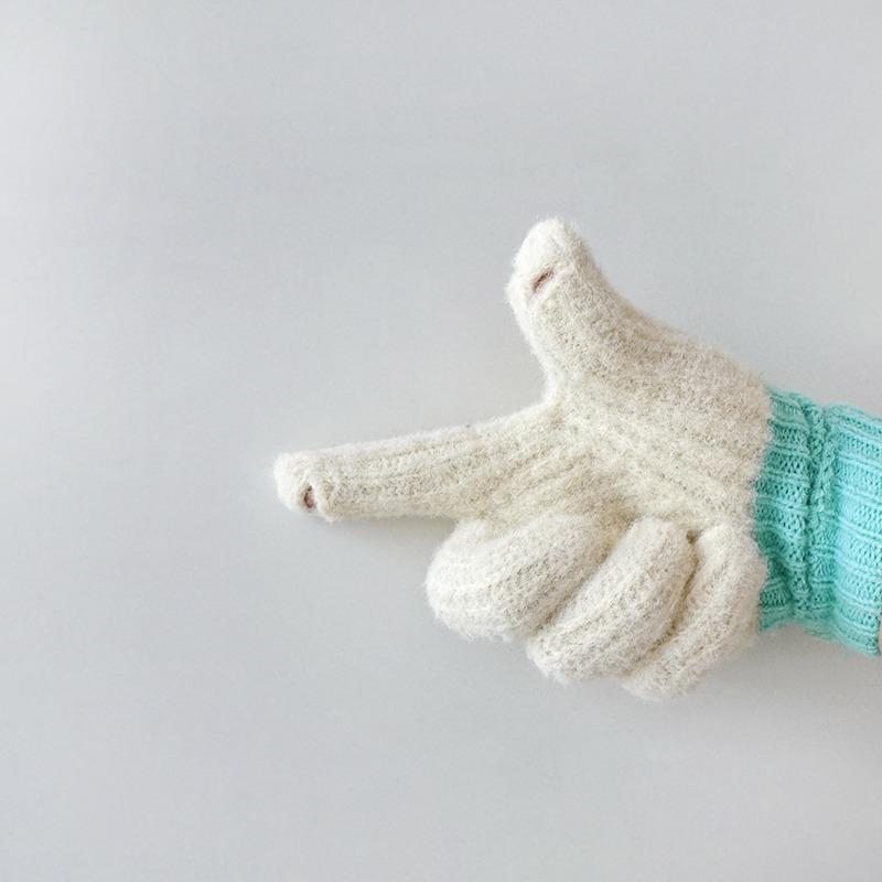 Мягкие детские перчатки с цветными блоками в корейском стиле, митенки с сенсорным экраном, модные унисекс перчатки без пальцев для зимы, теплые эластичные перчатки