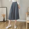 Женская плиссированная юбка, эластичная, высокая талия, однотонная юбка миди, мягкая, дышащая ткань, универсальный стиль, повседневная юбка