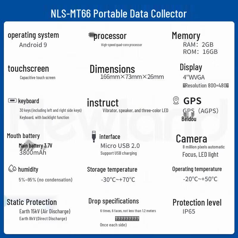 Ручной КПК Newland MT66 на Android 9 со сканером штрих-кодов