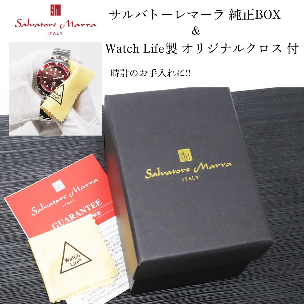 Salvatore Marra 10 ATM Water Stainless Steel Black Metal Japanese Salvatore Marra Popular Brand SM22110 Includes Watch Cloth Men's Solar-Powered