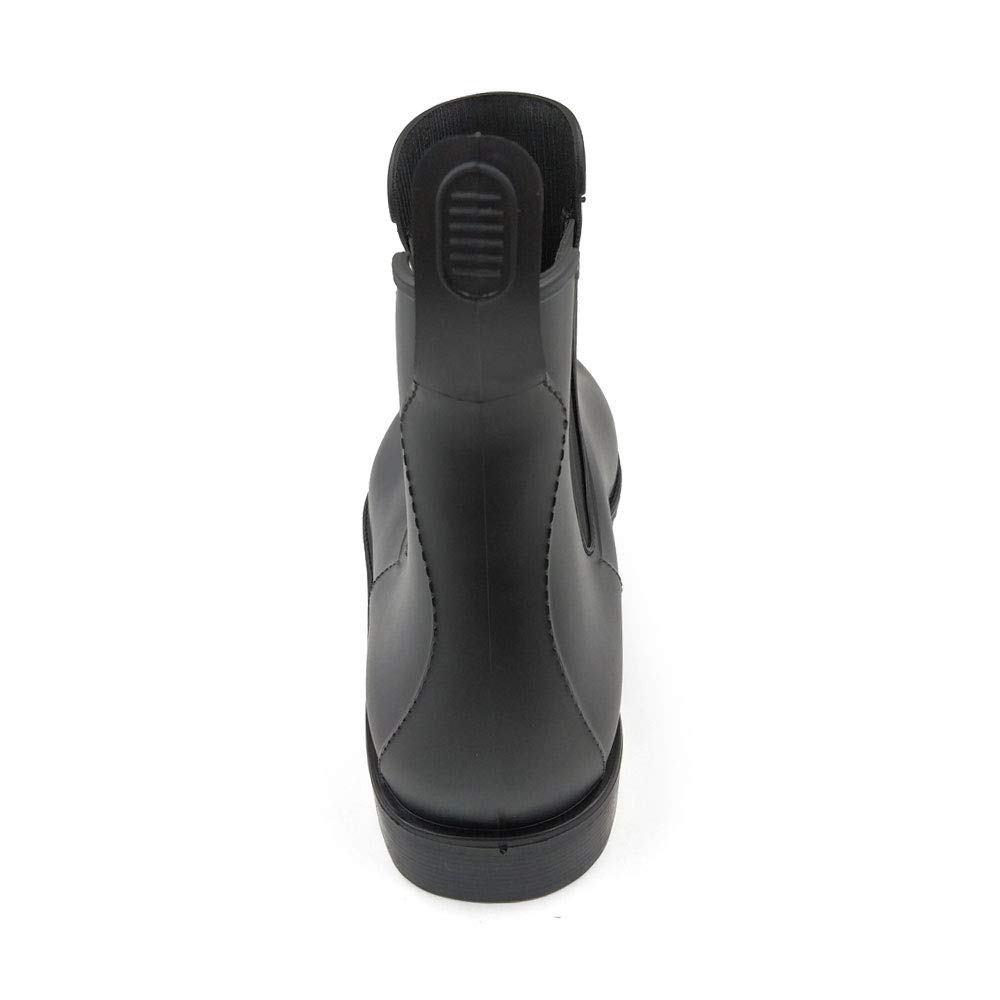 Amoji Short Rain Boots for Men and Women, Waterproof Chelsea Side Gore Ankle Rain Shoes for Commuting & Business, CB919 Black 22.0cm