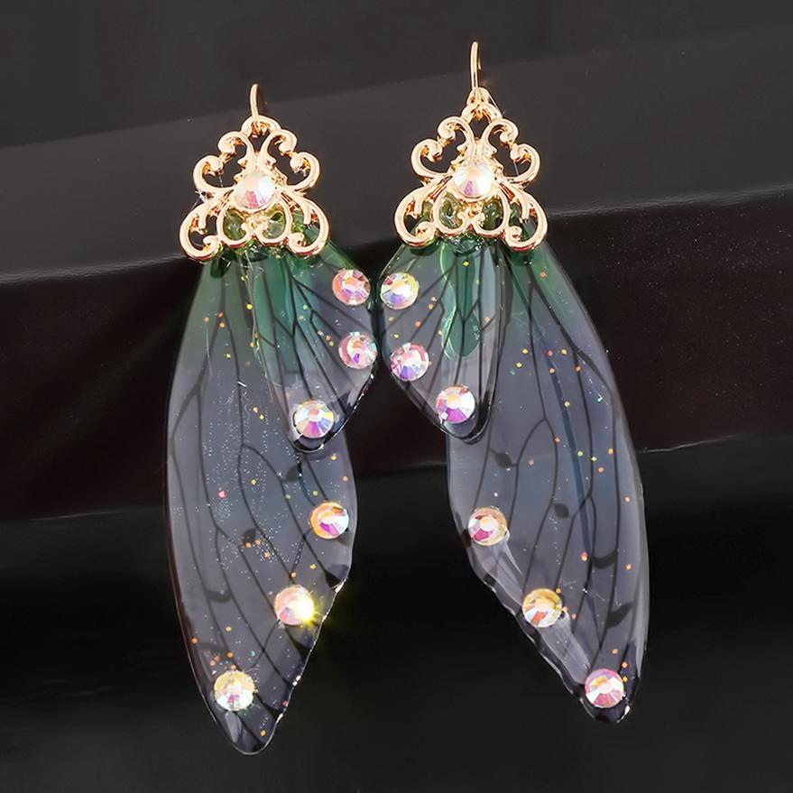 Модные женские украшения Элегантные серьги-капли Длинные серьги в форме крыла цикады