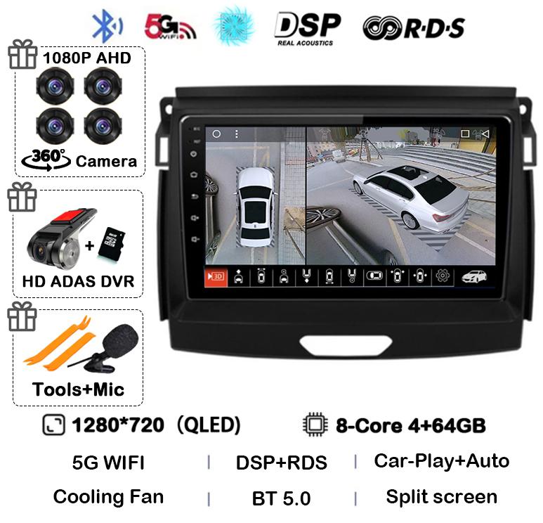 Android 14 Carplay Авто Радио Стерео Для Ford Ranger 2015 2016 2017 2018 2019 2020 GPS Мультимедиа Авторадио Плеер Головное Устройство